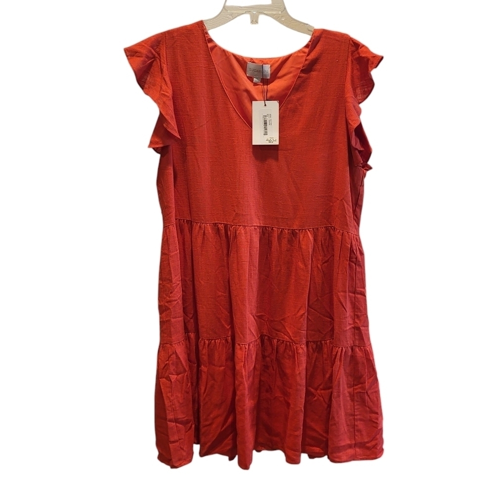 Sugarlips Babydoll Tiered Mini Dress in Great Tangerine Orange Color Size Large